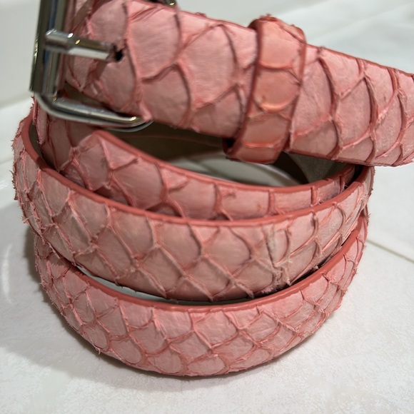 Ann Taylor Pink Leather Faux Reptile Belt with Silver Buckle. EUC - Picture 2 of 5